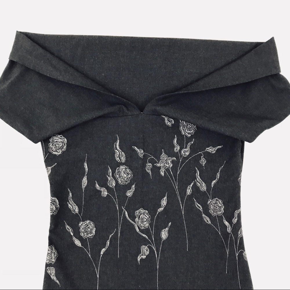 Fortunate Gray Top with Foldover Neckline Size M - Picture 4 of 5